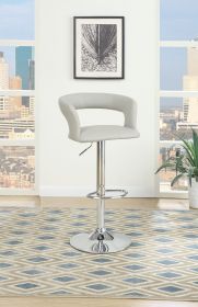 Bar Stool Counter Height Chairs Set of 2 Adjustable Height Kitchen Island Stools Grey PVC / Faux Leather