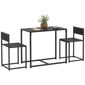 HOMCOM 3-Piece Industrial Dining Table Set for 2, Kitchen Table and Chairs, Dining Room Sets for Small Spaces, Black