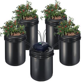 VEVOR RDWC Hydroponics System Recirculating Deep Water Culture 4 Buckets 5 Gal