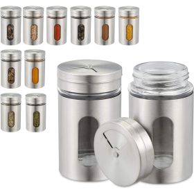 12pc Stainless Steel & Glass Spice Shakers - Premium Kitchen Essentials for Salt, Pepper & MSG, Modern Design for Indoor BBQs & Picnics