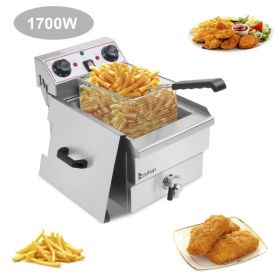 [Replace the old encoding 66757236]EH101V 8.5QT/8L Total Capacity 12.5qt/11.8l Stainless Steel Faucet Single Tank Deep Fryer 1700W Max (8L Large Fryer