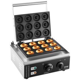 VEVOR Electric Donut Maker, 1550W Commercial Doughnut Machine with Non-stick Surface, 12 Hole Double-Sided Heating Waffle Machine Makes 12 Doughnuts