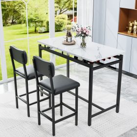 Kitchen Table Set, Dining Table and Chairs for 2, 3 Piece Dining Room Table Set with 2 Upholstered Chairs, Bar Dining Table Set for Small Spaces