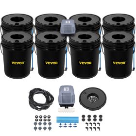 VEVOR DWC Hydroponic System, 5 Gallon 8 Buckets, Deep Water Culture Growing Bucket, Hydroponics Grow Kit with Pump, Air Stone and Water Level Device