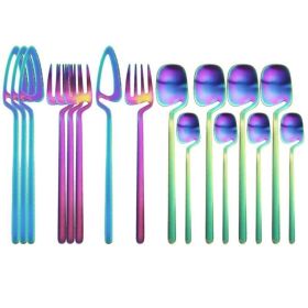 Desserts Soup Coffee Use 16pcs Table Decor Cutlery Sets (Color: Multicolor, Type: Flatware Set)