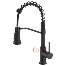 Touchless Sensor Commercial Style Pull-Down Single Handle Kitchen Faucet (Color: BLACK)