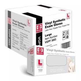 Clear Vinyl Exam Gloves, Latex-Free & Powder-Free, L, XL, Pack of 1000 (size: large)